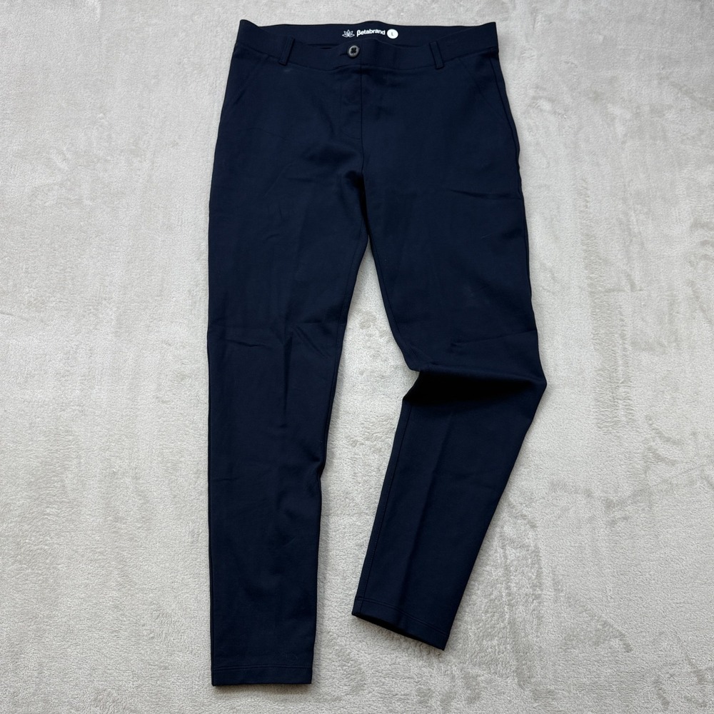 Betabrand Womens Dress Pant Yoga Pants Large Navy Blue Skinny Stretch Workwear